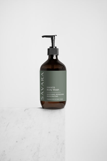 Nettoyant revitalisant pour les mains et le corps : menthe poivrée et cèdre foncé